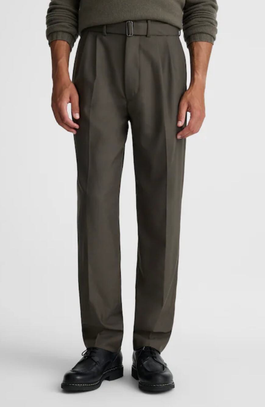 Madewell | NWOT Double-Pleated Trousers in Wool Blend in Soot | Sz 32